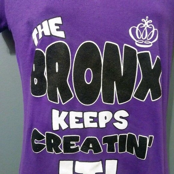 Next Level "The Bronx Keeps Creatin It" Medium Purple Women's V-Neck T-Shirt - Picture 5 of 9